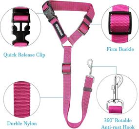 img 2 attached to 🐾 Goldfinger Dog Seatbelt: 2 Pack Safety Leads for Car Travel & Walking - Adjustable for Large, Medium, and Small Dogs - Car Harness & Leashes in Black and Pink