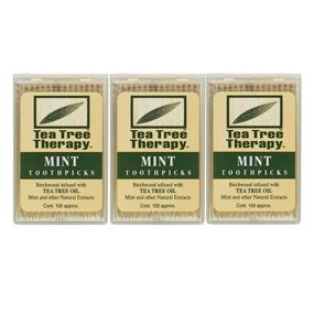 img 3 attached to 🌿 Tea Tree Therapy Mint Toothpicks 100 Ct (Pack of 3): Natural Oral Care for Fresh Breath and Healthy Gums