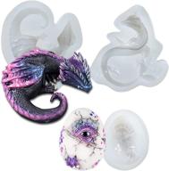 🐉 dragon epoxy resin silicone molds set: perfect for fondant cake decorating, concrete, cement, polymer clay - large 3 inch size logo