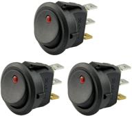 autoec new 3pc car truck rocker toggle led switch red light on-off control 12v logo