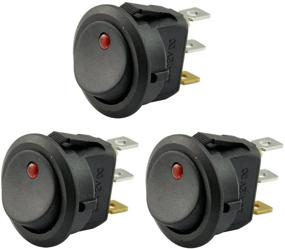 img 4 attached to AutoEC New 3Pc Car Truck Rocker Toggle LED Switch Red Light On-Off Control 12V