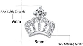 img 1 attached to 👑 Sparkling AoedeJ Princess Crown Stud Earrings: 925 Sterling Silver, Cubic Zirconia Bedecked Small Studs for Girls and Women