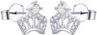 👑 sparkling aoedej princess crown stud earrings: 925 sterling silver, cubic zirconia bedecked small studs for girls and women logo