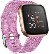 💃 nanw woven fabric bands for fitbit versa/versa 2: stylish accessories strap replacement for women and men logo