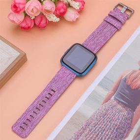 img 2 attached to 💃 NANW Woven Fabric Bands for Fitbit Versa/Versa 2: Stylish Accessories Strap Replacement for Women and Men