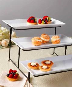 img 3 attached to 🍽️ Stylish and Functional Rectangular Porcelain Tier Serving Tray