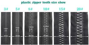 img 1 attached to 🔒 10" Super Large Heavy Duty Plastic Zipper Size 20# for DIY Sewing - Set of 2 Zippers with Big Slider and Puller, Color: Black