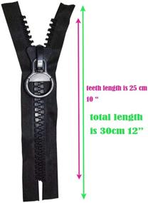 img 3 attached to 🔒 10" Super Large Heavy Duty Plastic Zipper Size 20# for DIY Sewing - Set of 2 Zippers with Big Slider and Puller, Color: Black