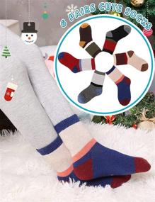 img 2 attached to 🧦 MOGGEI Kids Wool Warm Socks Boys Girls Toddlers Winter Thick Hiking Heavy Thermal Cozy Crew Gift Boot Socks - Set of 6 Pairs