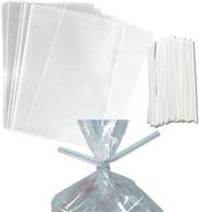 🍬 100 clear treat & favor bags with ties - ideal for cake pops, candy, gifts - perfect for wedding or party favors - food safe plastic - durable and thick material - measures 3" x 4" in size logo