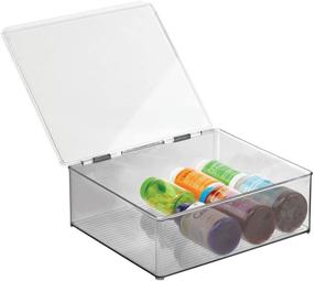 img 1 attached to 🛁 mDesign Bathroom Storage Bin with Lid - Clear/Smoke Gray - Organizes Soap, Body Wash, Shampoo, Lotion, Conditioner, Hand Towels, Hair Accessories, Body Spray, Mouthwash
