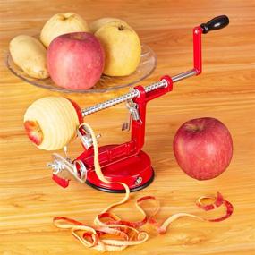 img 3 attached to 🍎 Stainless Steel Apple Peeler Slicer Corer - Durable Alloy Fruit Peeler with Powerful Suction Base - Red Apple Corer, Slicer, and Peeler for Kitchen