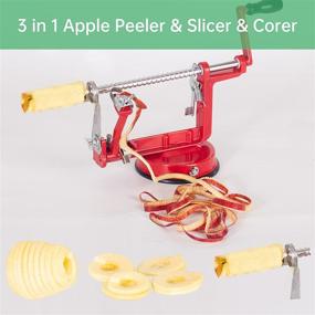 img 2 attached to 🍎 Stainless Steel Apple Peeler Slicer Corer - Durable Alloy Fruit Peeler with Powerful Suction Base - Red Apple Corer, Slicer, and Peeler for Kitchen