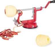 🍎 stainless steel apple peeler slicer corer - durable alloy fruit peeler with powerful suction base - red apple corer, slicer, and peeler for kitchen logo