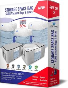 img 4 attached to 📦 X-Jumbo Cubic Bundle: Cube Vacuum Storage Space Bags with Reusable Compressed Storage Bags - Large Capacity Organizer for Bedroom and Closet. Protects Comforters, Blankets, Clothing, and More! (Gray - Set of 5)