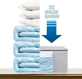 img 3 attached to 📦 X-Jumbo Cubic Bundle: Cube Vacuum Storage Space Bags with Reusable Compressed Storage Bags - Large Capacity Organizer for Bedroom and Closet. Protects Comforters, Blankets, Clothing, and More! (Gray - Set of 5)