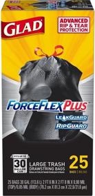 img 3 attached to 🗑️ Glad Large Drawstring Trash Bags – ForceFlexPlus 30 Gallon Black Trash Bag Set of 6 – 25 Count Each