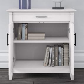 img 1 attached to 💻 Shop the Stylish and Functional Bush Furniture Key West Secretary Desk with Storage and Desktop Organizers – 30W, Pure White Oak