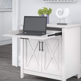 img 2 attached to 💻 Shop the Stylish and Functional Bush Furniture Key West Secretary Desk with Storage and Desktop Organizers – 30W, Pure White Oak