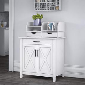 img 3 attached to 💻 Shop the Stylish and Functional Bush Furniture Key West Secretary Desk with Storage and Desktop Organizers – 30W, Pure White Oak