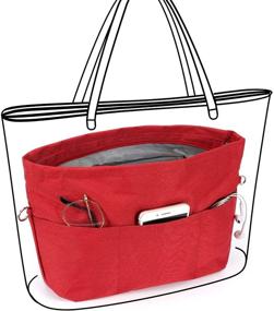 img 1 attached to 👜 VANCORE Purse Bag Organizer Insert - 13-Pocket Handbag and Tote Bag Shaper with Zipper