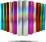 🌈 htv holographic heat transfer vinyl bundle - 12 sheets 12"x10" laser holographic assorted colors, iron-on vinyl for all cutter machines - tetebak logo