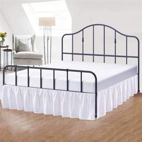 img 3 attached to 🛏️ White Full Size Ruffled Bed Skirt with Split Corner - Hotel-Quality 18 Inch Drop Dust Ruffle - Platform Three Side Coverage - Easy Fit - Made with Brushed Microfiber
