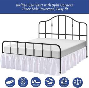 img 1 attached to 🛏️ White Full Size Ruffled Bed Skirt with Split Corner - Hotel-Quality 18 Inch Drop Dust Ruffle - Platform Three Side Coverage - Easy Fit - Made with Brushed Microfiber