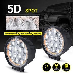 img 1 attached to 🚗 AUTOSAVER88 5D LED Pods Light Bar: Round 4” 60W 6000LM Spot Off Road Super Bright Waterproof 4X4 Driving Running Lights with Amber Fog Lights Circle - Ultimate Performance in Any Weather!