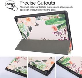 img 2 attached to 🌵 Space iPad 9th 8th 7th Generation Case with Pencil Holder - Cactus Pink Flower Watercolor Floral Design | Shockproof Cover with Auto Sleep/Wake for A2270 A2428 A2429 A2197 A2198 | Compatible with iPad 10.2 (2021 2020 2019)