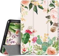 🌵 space ipad 9th 8th 7th generation case with pencil holder - cactus pink flower watercolor floral design | shockproof cover with auto sleep/wake for a2270 a2428 a2429 a2197 a2198 | compatible with ipad 10.2 (2021 2020 2019) logo