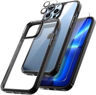 tauri 3-in-1 defender iphone 13 pro case 6.1 inch with 2 tempered glass screen protectors and 2 camera lens protectors | military grade shockproof slim thin design logo