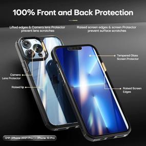 img 3 attached to TAURI 3-in-1 Defender iPhone 13 Pro Case 6.1 Inch with 2 Tempered Glass Screen Protectors and 2 Camera Lens Protectors | Military Grade Shockproof Slim Thin Design