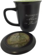 🕊️ abbey gift (abbey & ca gift) man of faith mug & coaster set: elegant 4x4.38" black design logo