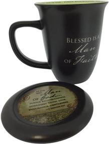 img 1 attached to 🕊️ Abbey Gift (Abbey & CA Gift) Man of Faith Mug & Coaster Set: Elegant 4x4.38" Black Design