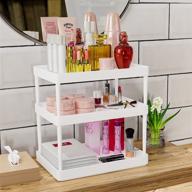 🧺 white jendeho bathroom storage shelves with 3 tiers - cosmetics & desk organizer for bedroom, kitchen, and countertop workspace accessories логотип