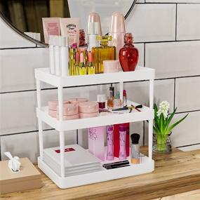 img 4 attached to 🧺 White JENDEHO Bathroom Storage Shelves with 3 Tiers - Cosmetics & Desk Organizer for Bedroom, Kitchen, and Countertop Workspace Accessories