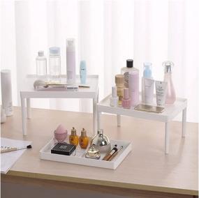 img 2 attached to 🧺 White JENDEHO Bathroom Storage Shelves with 3 Tiers - Cosmetics & Desk Organizer for Bedroom, Kitchen, and Countertop Workspace Accessories