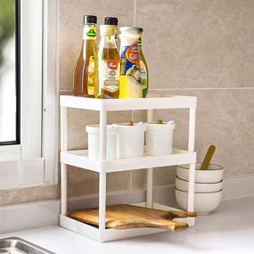 img 1 attached to 🧺 White JENDEHO Bathroom Storage Shelves with 3 Tiers - Cosmetics & Desk Organizer for Bedroom, Kitchen, and Countertop Workspace Accessories