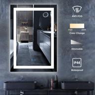 🚿 enhance your bathroom experience with the led lighted wall mounted make up mirror - smart touch, anti-fog, 3 color mode (24'x 32') logo