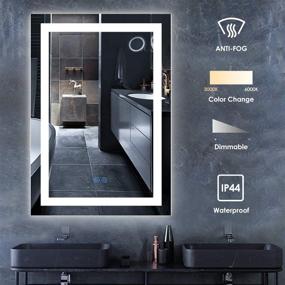 img 4 attached to 🚿 Enhance Your Bathroom Experience with the LED Lighted Wall Mounted Make Up Mirror - Smart Touch, Anti-Fog, 3 Color Mode (24'x 32')