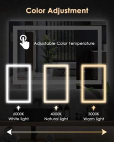 img 2 attached to 🚿 Enhance Your Bathroom Experience with the LED Lighted Wall Mounted Make Up Mirror - Smart Touch, Anti-Fog, 3 Color Mode (24'x 32')