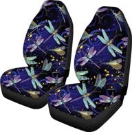 🦋 stylish dragonfly stretchy car seat covers - full set of 2 pack, women's universal fit automotive interior protector for car/suv/truck - wellflyhom auto accessories logo