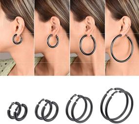 img 2 attached to 👑 Stylish Bestyle Chunky Hoop Earrings for Women in Gold/Black - Surgical Steel Open Hoops 30/40/60/80 mm: Perfect Women's Jewelry Gifts for Vacation, Holiday, or Party