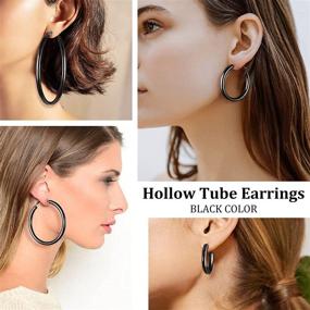 img 3 attached to 👑 Stylish Bestyle Chunky Hoop Earrings for Women in Gold/Black - Surgical Steel Open Hoops 30/40/60/80 mm: Perfect Women's Jewelry Gifts for Vacation, Holiday, or Party