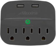 🔌 maxxima 3 outlet dual usb grounded adaptor plug – gray multi plug extender power strip with surge protection – for home, school, office, dorm logo