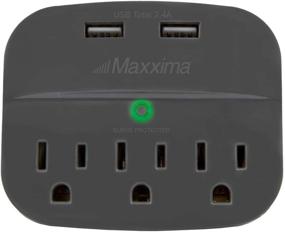 img 4 attached to 🔌 Maxxima 3 Outlet Dual USB Grounded Adaptor Plug – Gray Multi Plug Extender Power Strip with Surge Protection – For Home, School, Office, Dorm