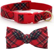 🎄 azusa festive christmas dog collar - removable bowtie, perfect for small, medium, and large dogs, featuring festival plaid design logo