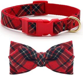 img 4 attached to 🎄 Azusa Festive Christmas Dog Collar - Removable Bowtie, Perfect for Small, Medium, and Large Dogs, featuring Festival Plaid design