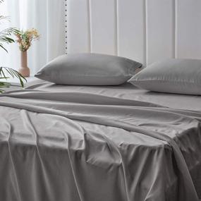 img 4 attached to SNUGEESE HOME King Size Grey Sheet Set 🛏️ - Soft Bedding Sheets & Pillowcases, 4-Piece Sheet Set